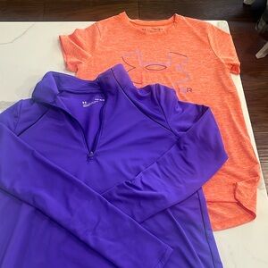 Under Armour girls Youth Large T-Shirt & pull over set
